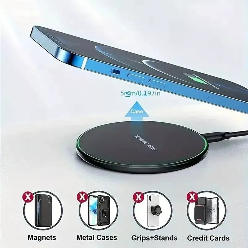 100W Mobile Wireless Charger | Ultra-Slim Fast Charging Pad | Qi Compatible