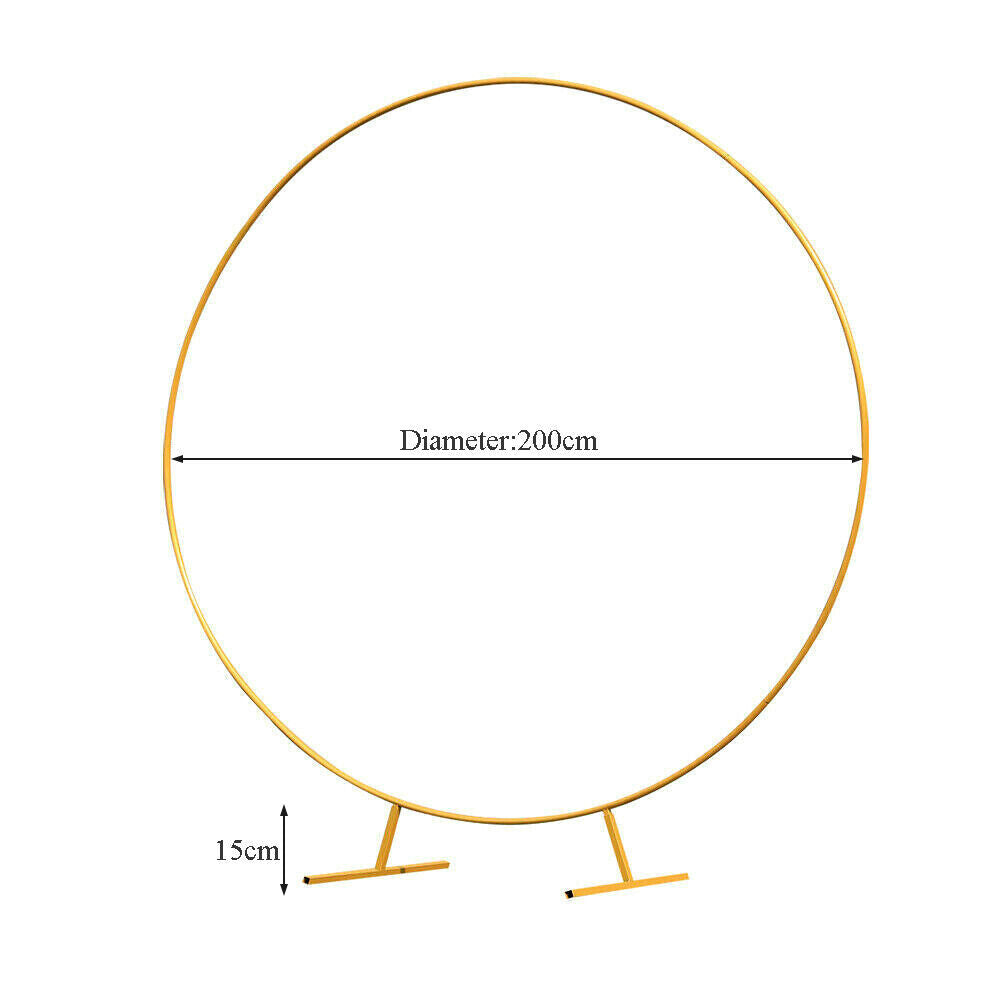 2M Round Hoop Balloon Arch Backdrop Frame | Gold Display Stand for Wedding & Events
