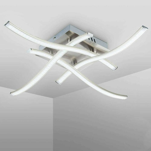 Modern LED Ceiling Light – 4 Wave Dimmable Lamps with Remote Control | Adjustable Colour Temperature for Kitchen, Living Room, Bedroom (24W, 3000K–6000K)