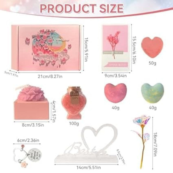 Women's Luxury Spa Gift Set 8-Piece | Bath Bombs, Candle, Rose Soap, Keychain & Greeting Card — Perfect for Mum