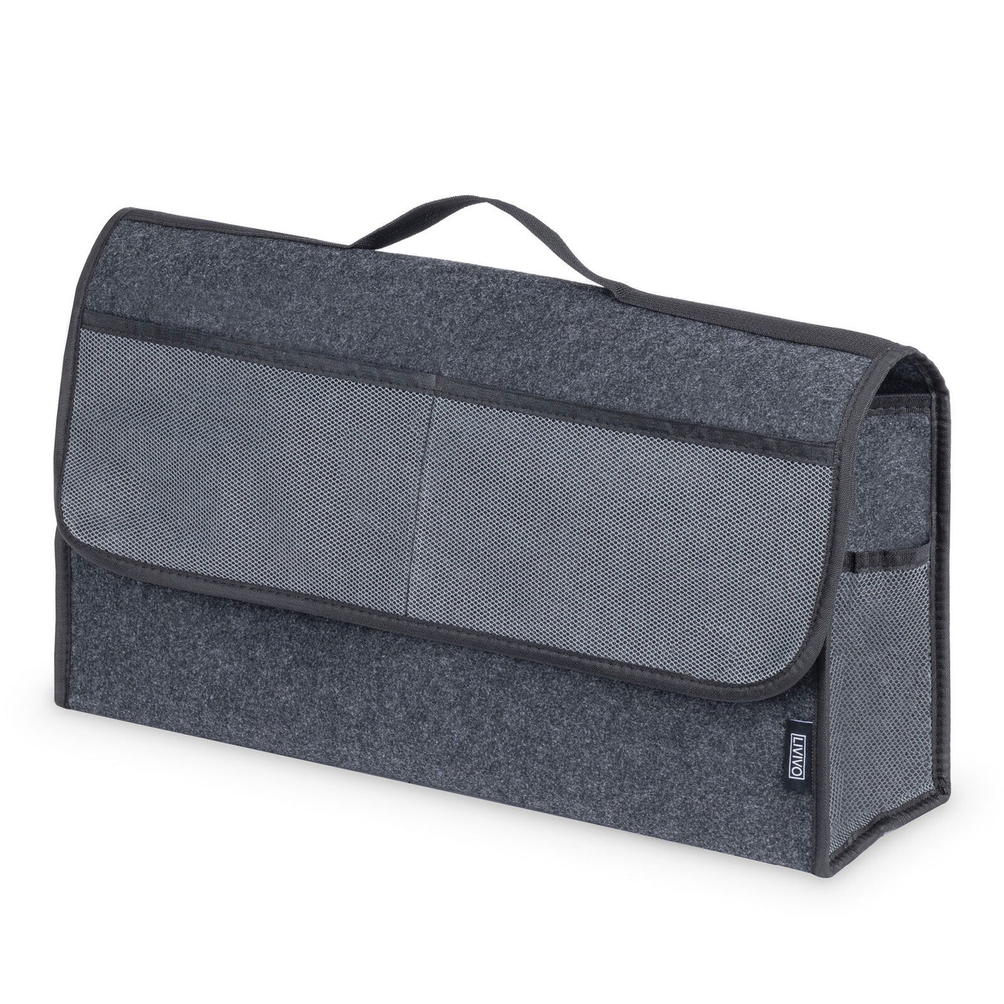 Foldable Car Boot Storage Organiser – Portable Trunk Storage Box Bag with Hook & Loop Fastening – Durable Grey Fabric – UK Stock