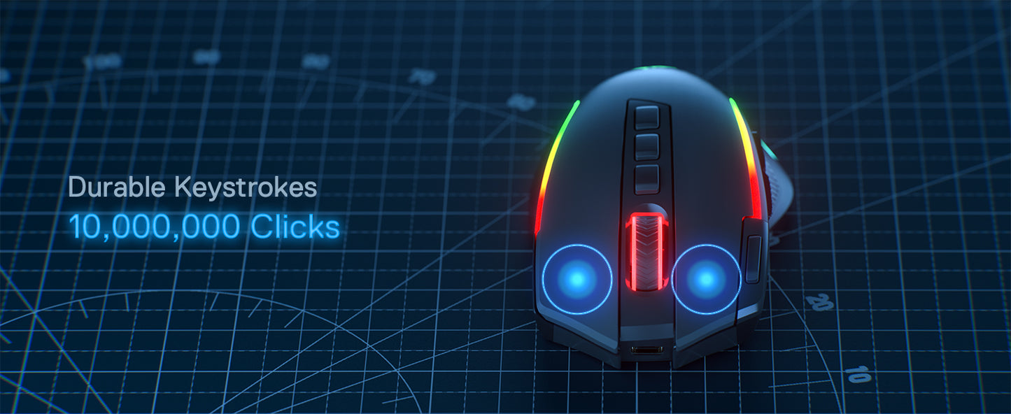 Redragon M612 PRO Wireless Gaming Mouse - 8000 DPI RGB Gaming Mouse with 11 Programmable Buttons for UK Gamers