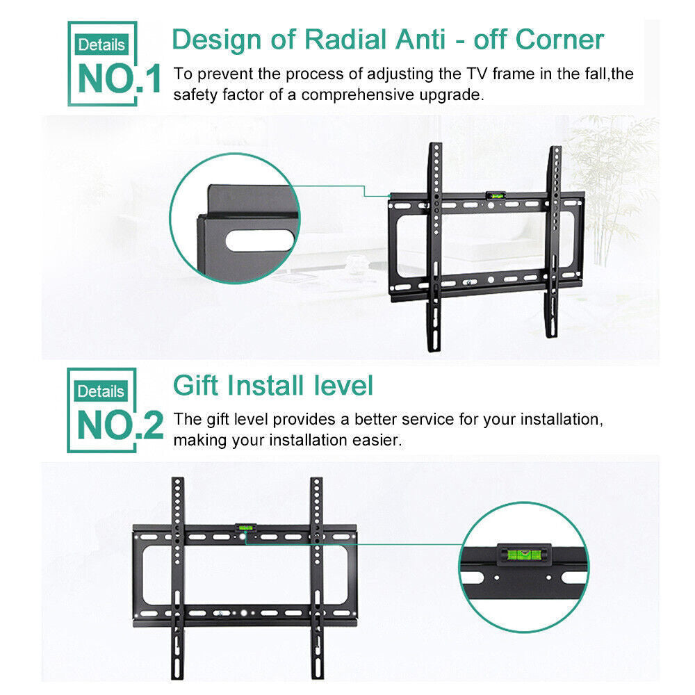 Slim TV Wall Bracket Mount for 26–63 Inch LCD LED Plasma Flat Screen – Universal Fixed Slim Fit