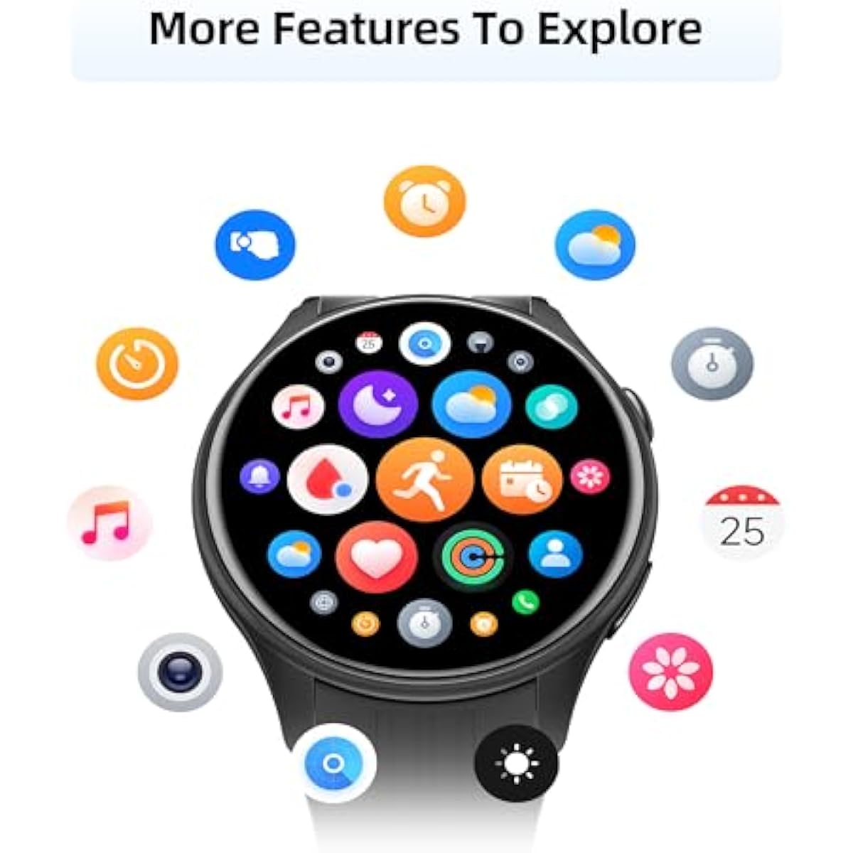 Parsonver Smart Watch with Built-in GPS | Bluetooth Calls | 100+ Sports | IP68 Waterproof | 43mm | Black