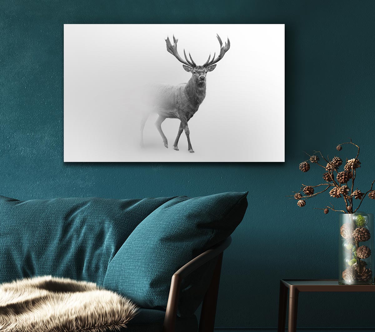 Stag In The Mist Canvas Art