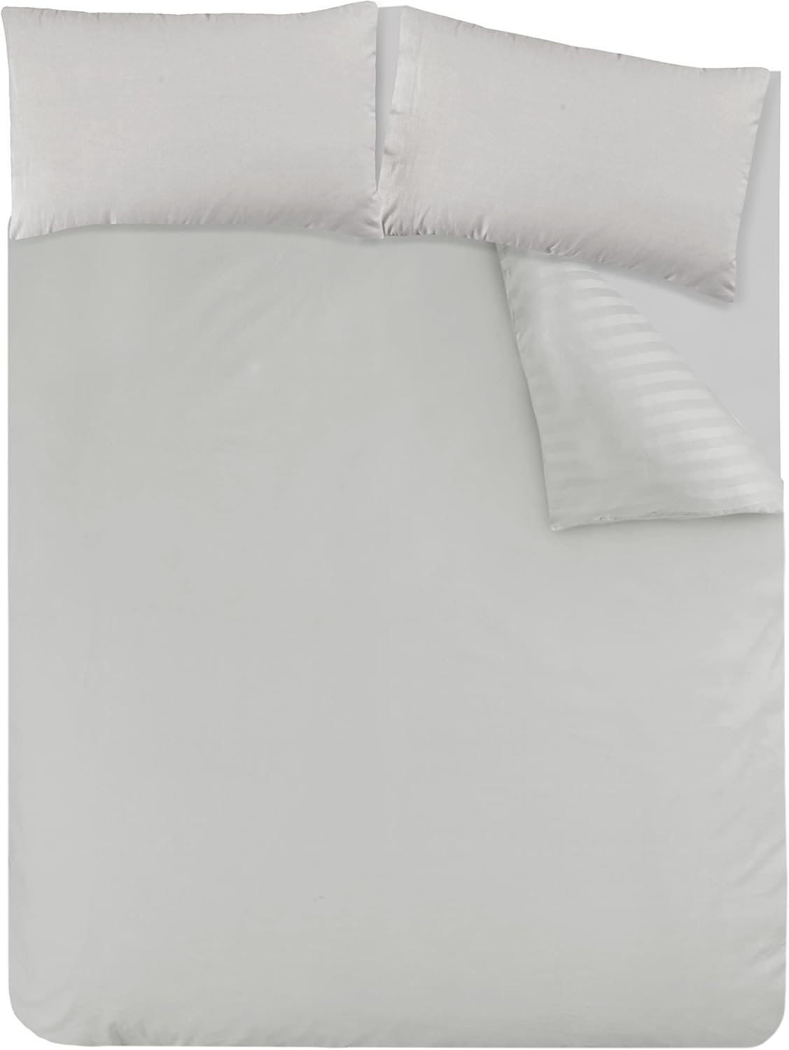 Sleepdown Soft Hotel Quality 225 Thread Count Cotton Satin Stripe Duvet Cover Set with Pillowcases – Super King Size –