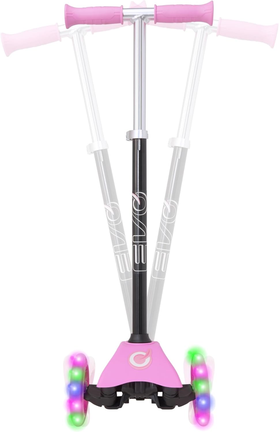 Evo Light‑Up Mini Cruiser Kids' Scooter – 3‑Wheel with LED Wheels, Adjustable Height | Ages 2–7 | Pink/Black | UK