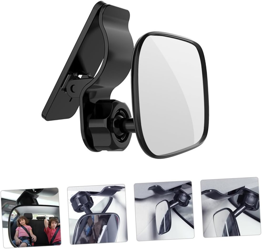 OUNONA Safety Rear Facing Mirror – Black Baby Car Mirror with 360° Rotation Easy to Install Wide-Angle Rearview Mirror