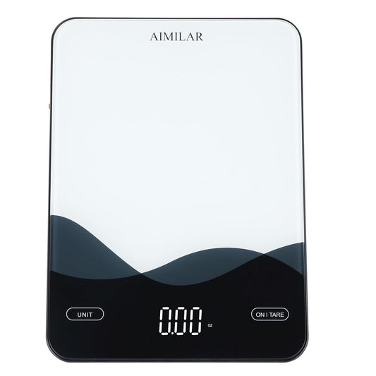 AIMILAR USB‑C Rechargeable Digital Kitchen Scale – 22lb/10kg, 1g Accuracy, Tempered Glass (LED Display)