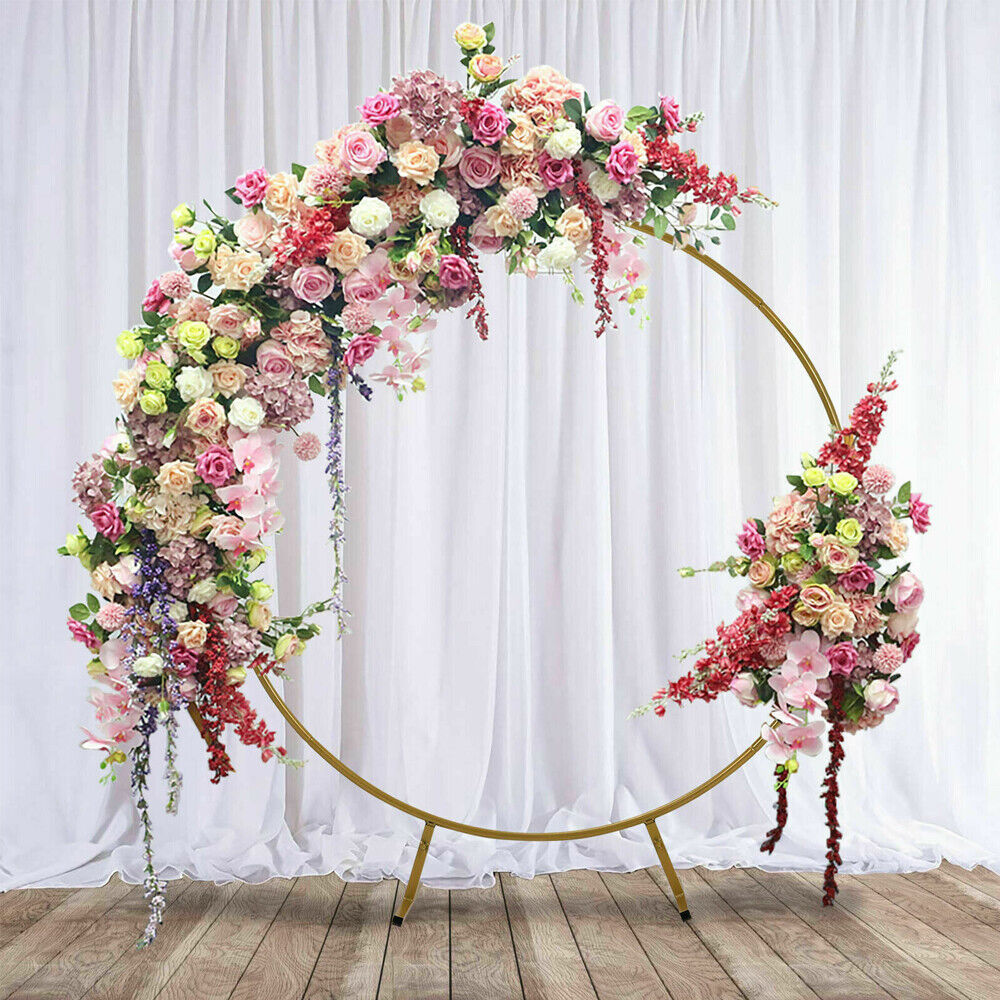 2M Round Hoop Balloon Arch Backdrop Frame | Gold Display Stand for Wedding & Events