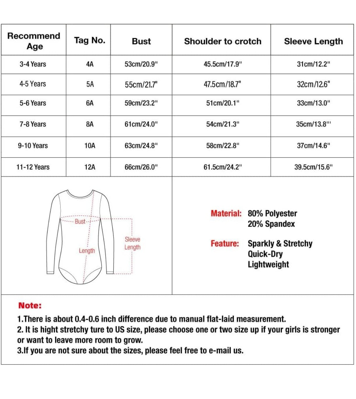 Girls Gymnastics Leotard – Sparkly Breathable Fast-Drying Dance & Ballet (10A)