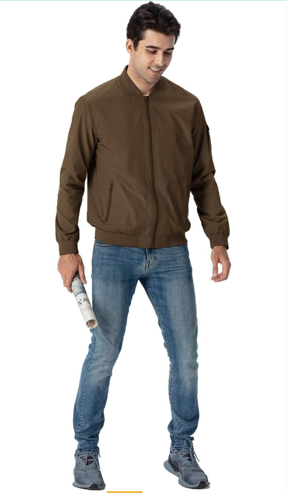 Rdruko Men’s Bomber Jacket – Lightweight Windproof Aviator Blouson with Zip Pockets Classic Baseball Collar Casual