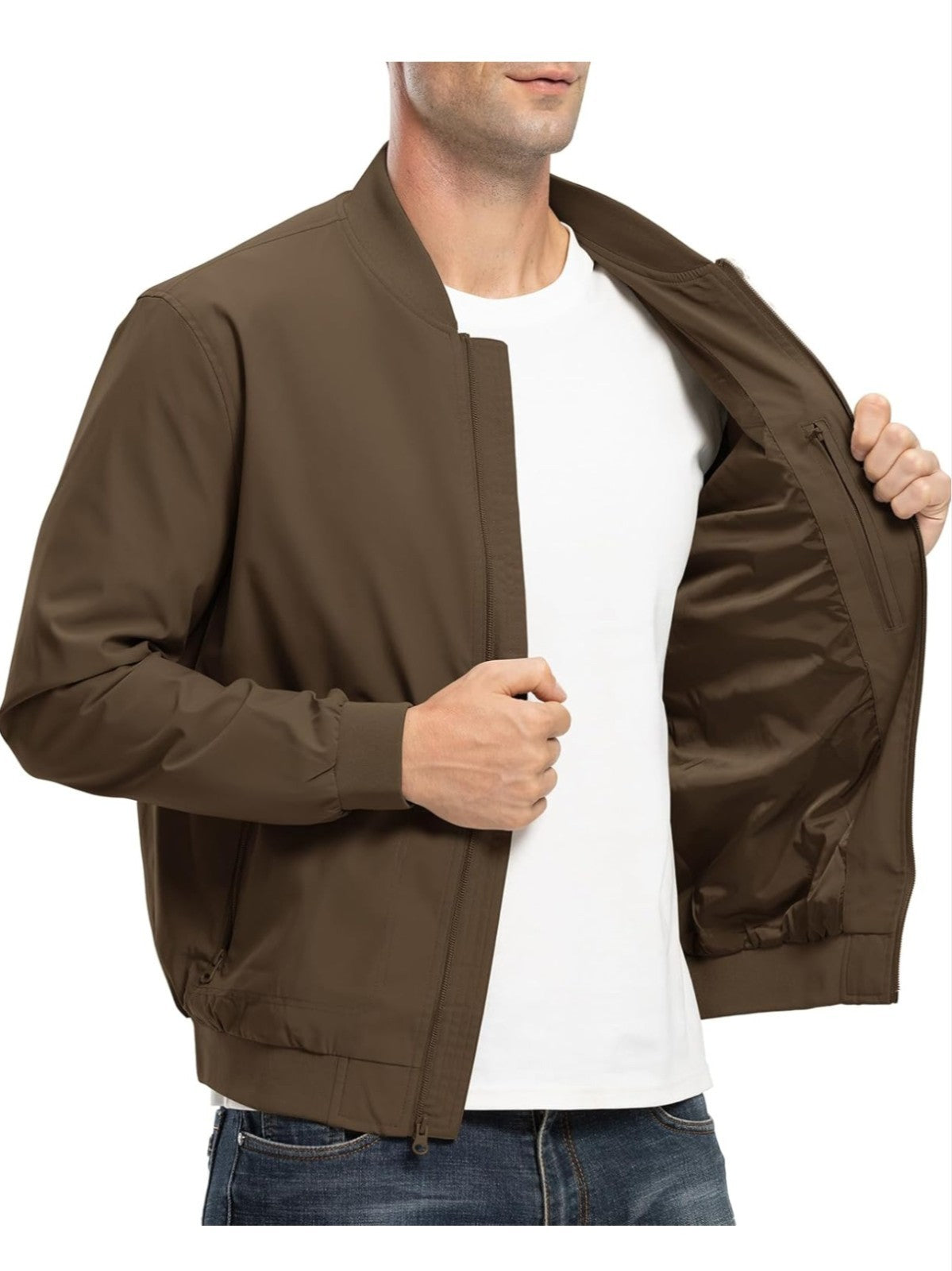 Rdruko Men’s Bomber Jacket – Lightweight Windproof Aviator Blouson with Zip Pockets Classic Baseball Collar Casual