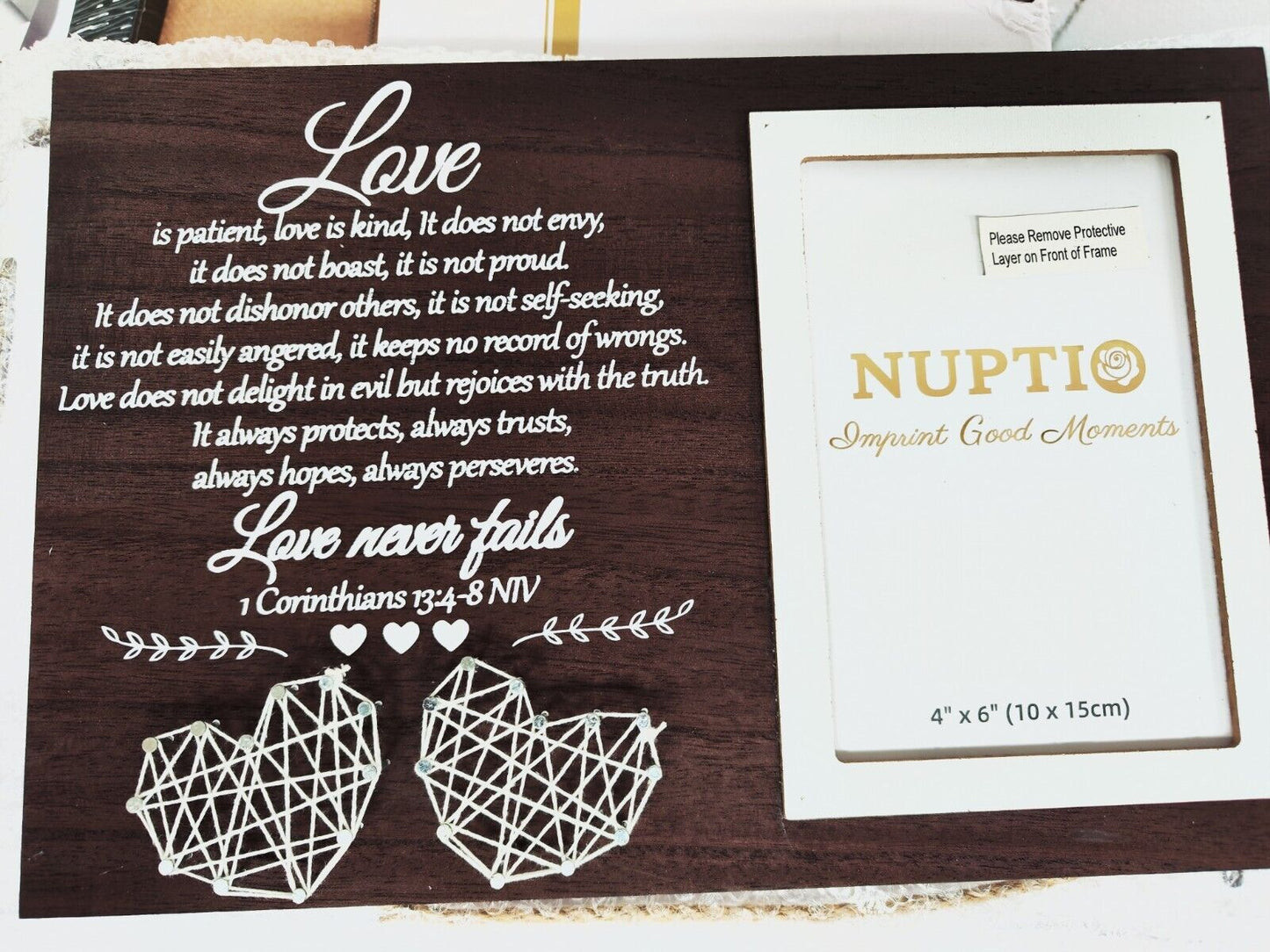"NUPTIO 4x6 Double Hearts Photo Frame - Wedding Gift