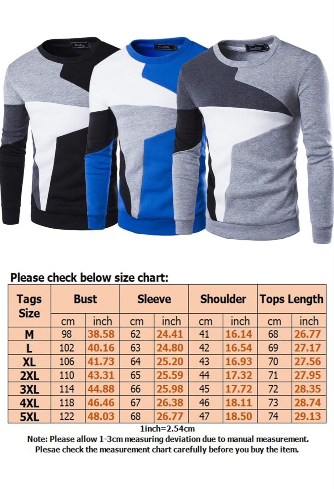 Morydal Men’s Color Block Sweatshirt – Soft Fleece Crewneck Pullover