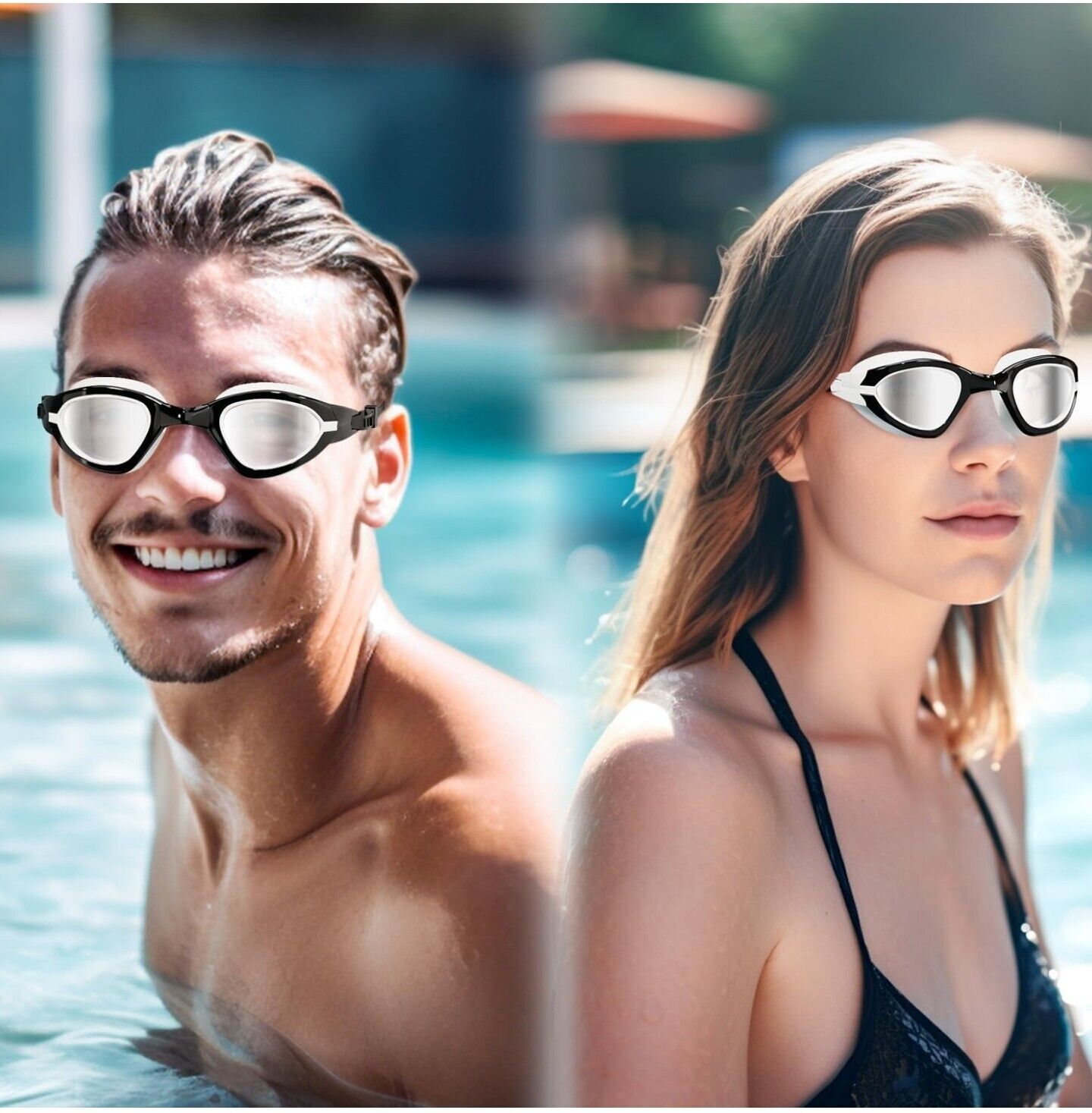 Swimming Goggles - Anti-Fog, UV Protection, 180° Wide Vision for Clear Sight