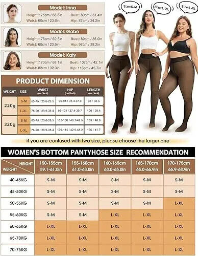 Xnova Women's Thermal Tights Winter Warm Fleece Lined Size S/M 220g (602)