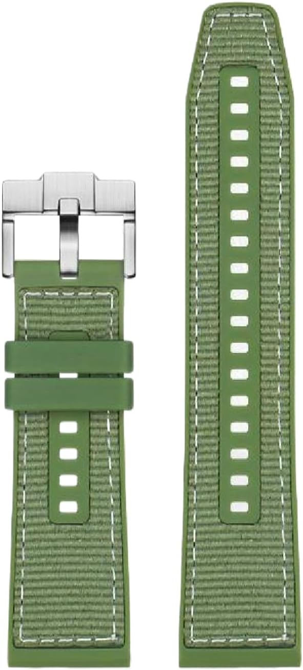 22mm Quick‑Release Watch Strap – Nylon & Rubber Watch Band with Silver Pin Buckle