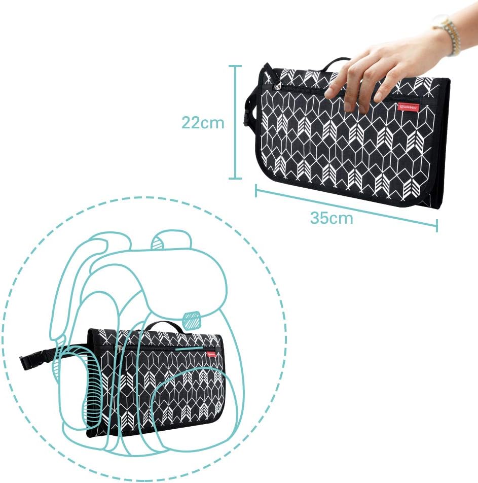 Lekebaby Portable Changing Mat – Baby Nappy Changing Mat for Travel with Wipe Pocket & Head Cushion