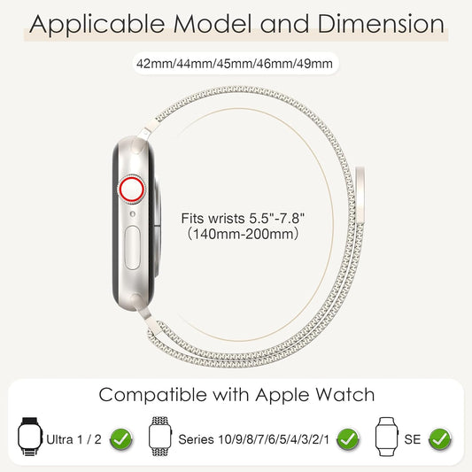 Milanese Loop Metal Watch Strap for Apple Watch – Magnetic Clasp, Adjustable (38–49mm)