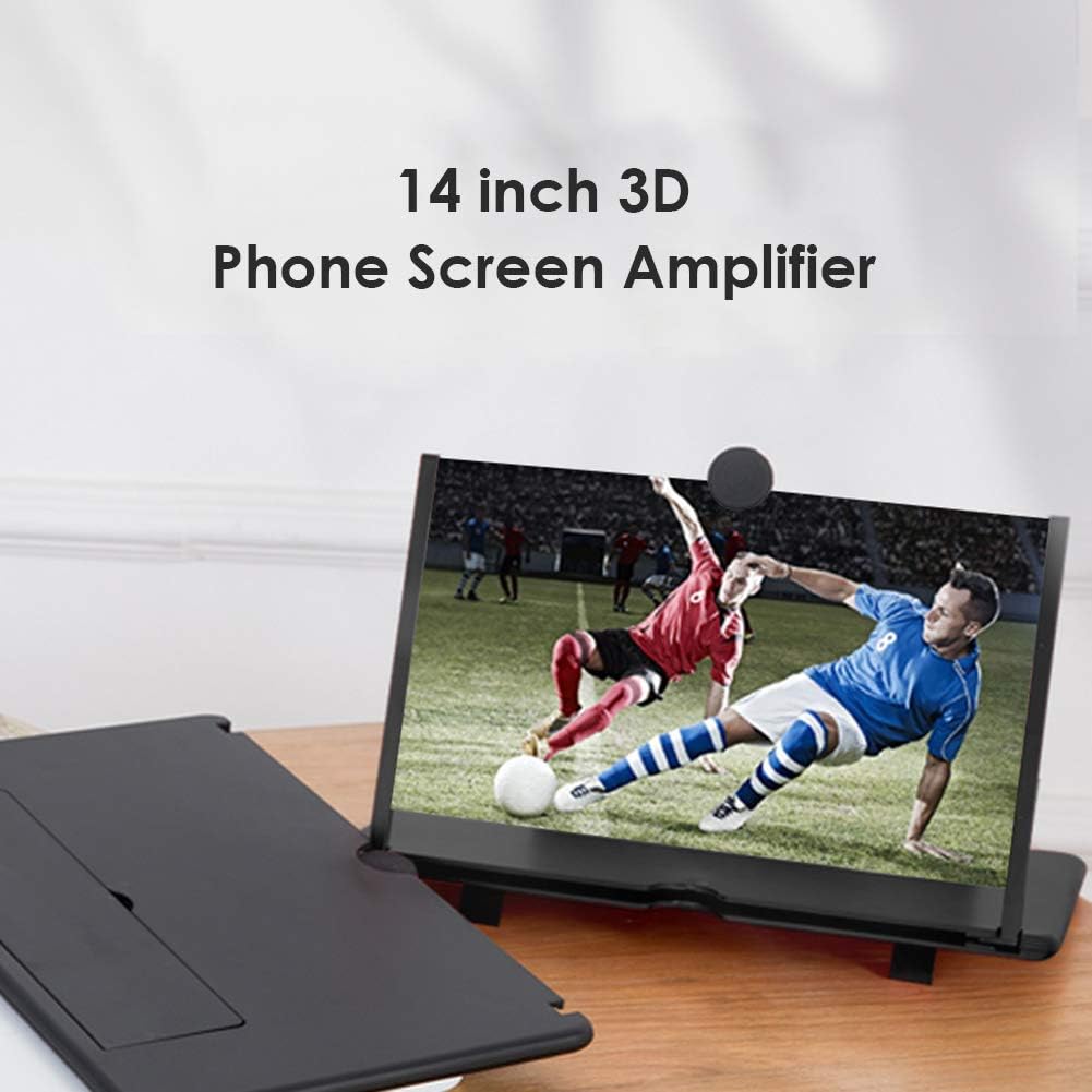 14 Inch 3D Mobile Phone Screen Magnifier – Portable Foldable Stand & Holder for All Smartphones – HD Screen Enlarger for Videos, Movies, Gaming – Eye Protection, Pull-Out Design – Black