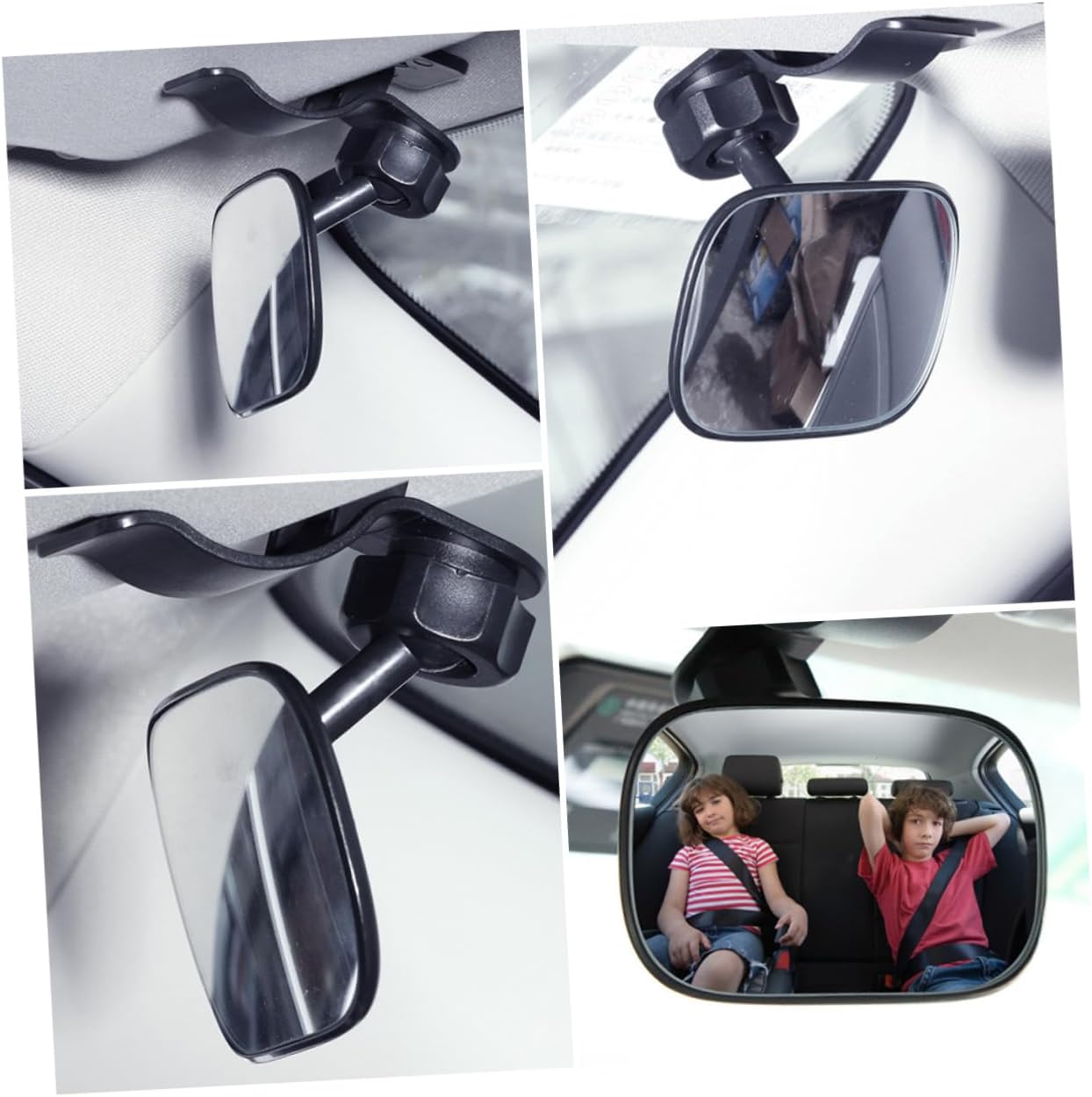 OUNONA Safety Rear Facing Mirror – Black Baby Car Mirror with 360° Rotation, Easy to Install, Wide-Angle Rearview Mirror for Back Seat