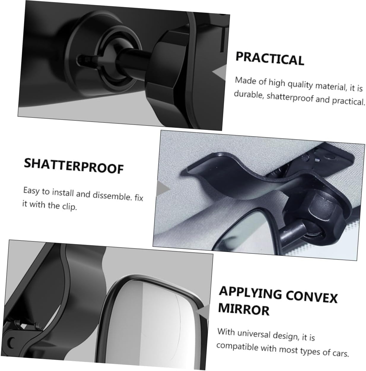 OUNONA Safety Rear Facing Mirror – Black Baby Car Mirror with 360° Rotation, Easy to Install, Wide-Angle Rearview Mirror for Back Seat