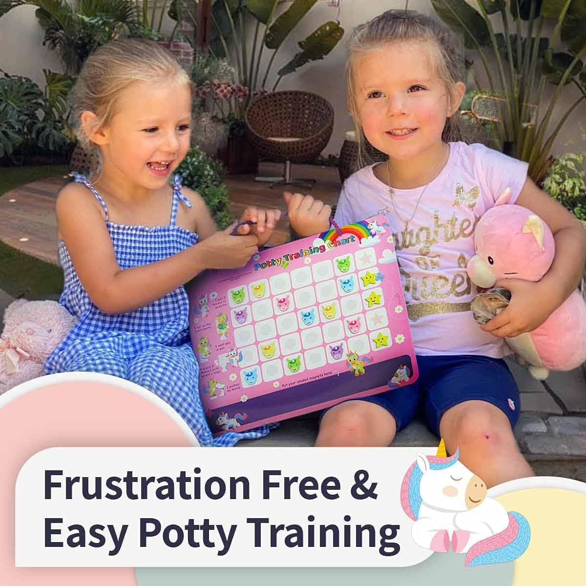 Putska Unicorn Potty Training Chart for Girls – Includes 35 Reusable Magnetic Stickers, Crown & Reward System – Toddler Toilet Training Reward Chart with 3 Reminder Stickers – Fun, Durable & Waterproof