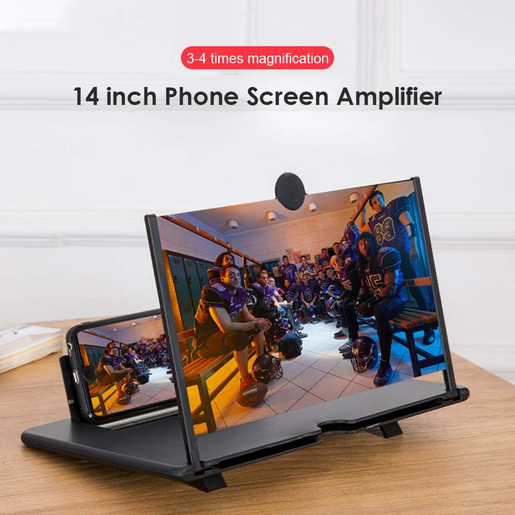 14 Inch 3D Mobile Phone Screen Magnifier – Portable Foldable Stand & Holder for All Smartphones – HD Screen Enlarger for Videos, Movies, Gaming – Eye Protection, Pull-Out Design – Black