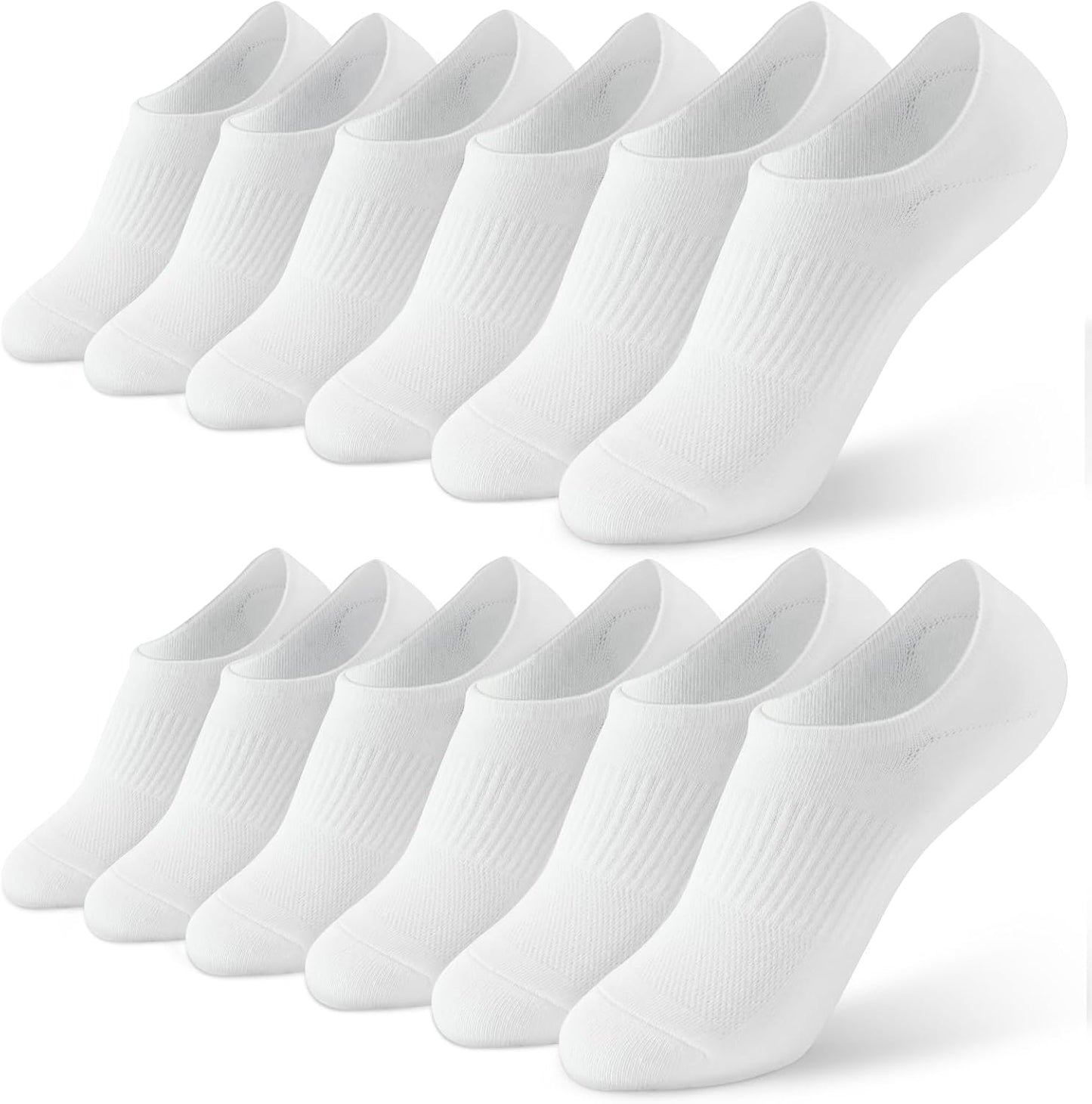 Zhtulck Invisible Ankle Socks | 6 Pairs | No-Show Trainer Liner | Non-Slip Silicone | Cushioned | Women's