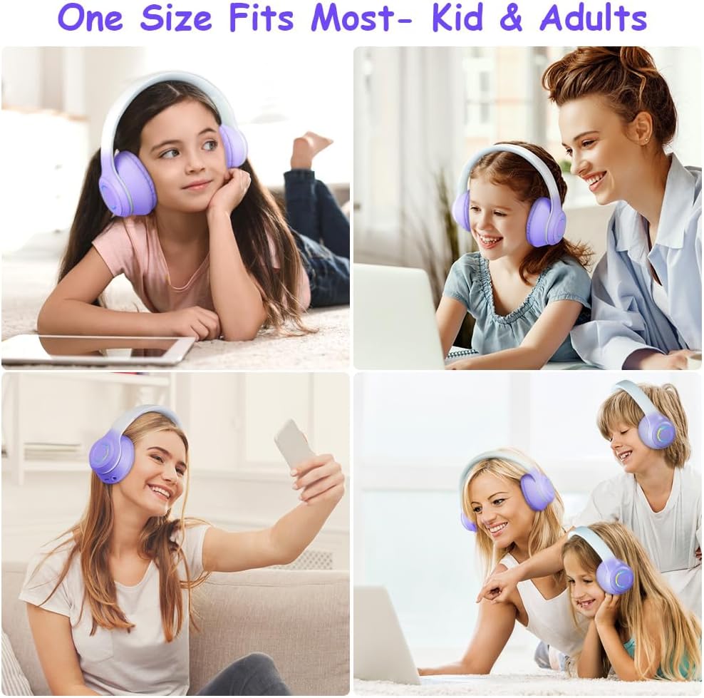 AXFEE Bluetooth Kids Headphones – LED Light Up Wireless/Wired Stereo Headset – Bluetooth 5.1 Foldable Over-Ear