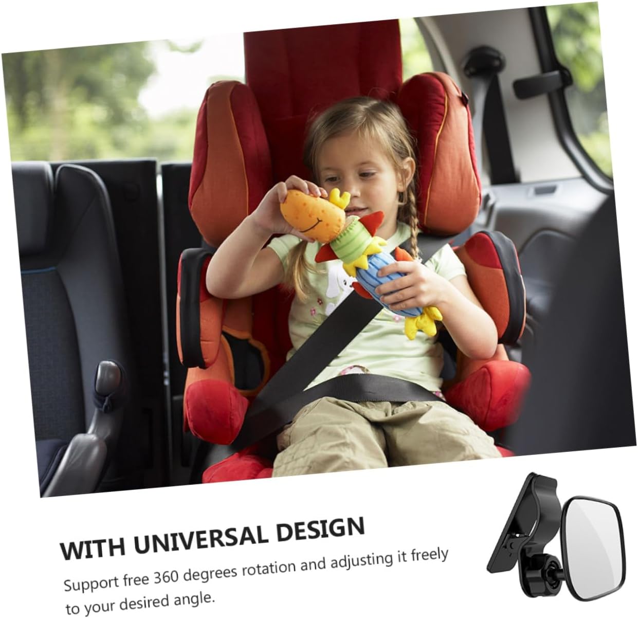 OUNONA Safety Rear Facing Mirror – Black Baby Car Mirror with 360° Rotation, Easy to Install, Wide-Angle Rearview Mirror for Back Seat