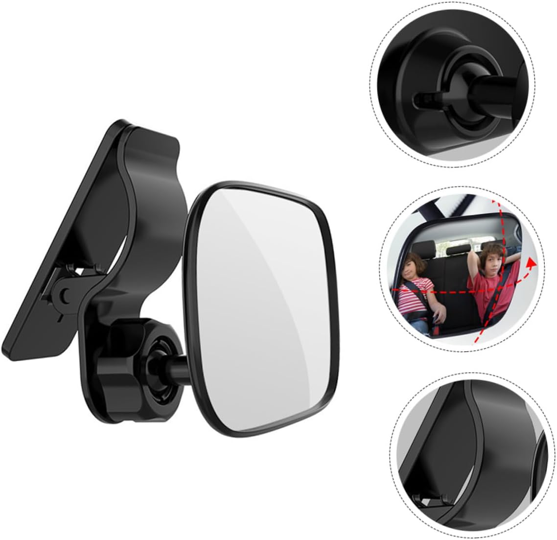 OUNONA Safety Rear Facing Mirror – Black Baby Car Mirror with 360° Rotation, Easy to Install, Wide-Angle Rearview Mirror for Back Seat