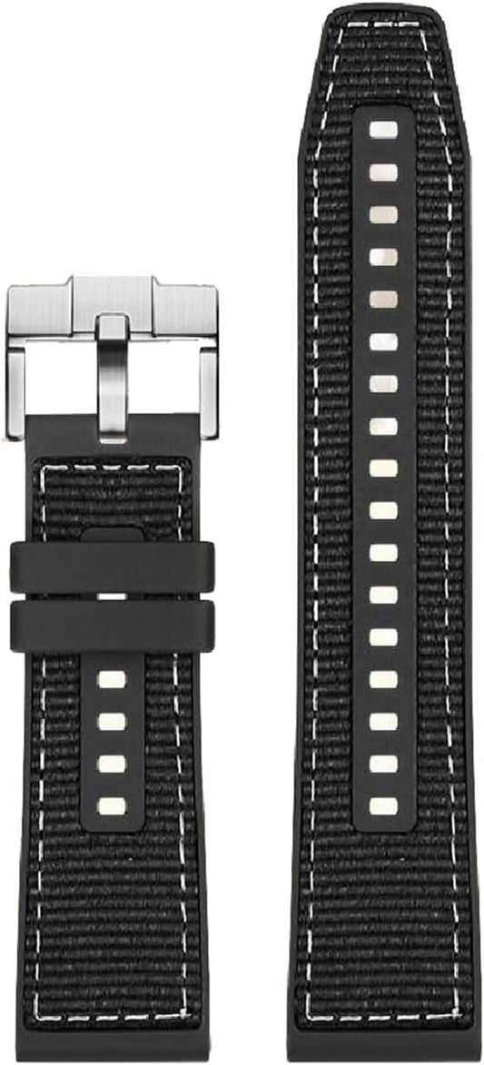 22mm Quick‑Release Watch Strap – Nylon & Rubber Watch Band with Silver Pin Buckle