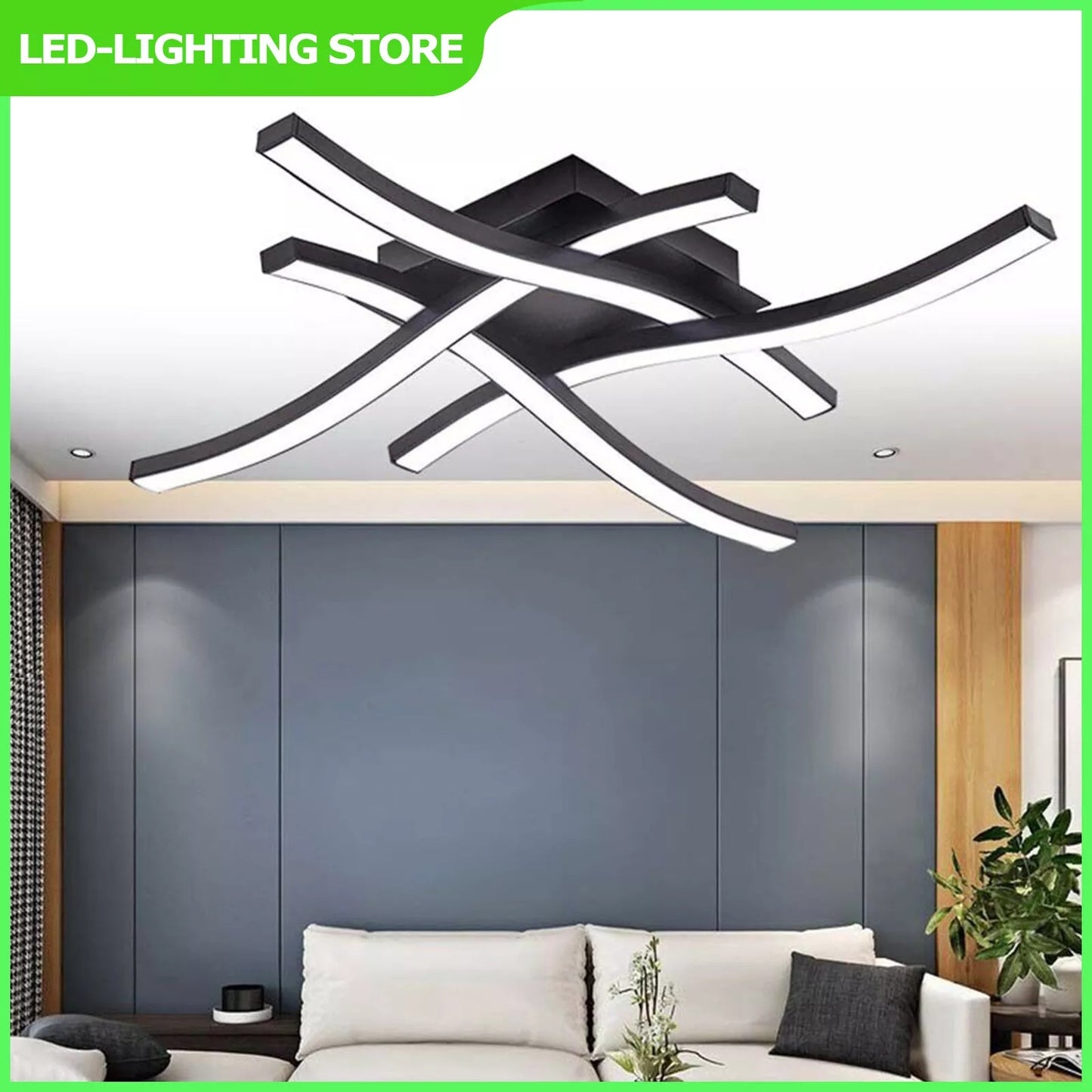Modern LED Ceiling Light – 4 Wave Dimmable Lamps with Remote Control | Adjustable Colour Temperature for Kitchen, Living Room, Bedroom (24W, 3000K–6000K)