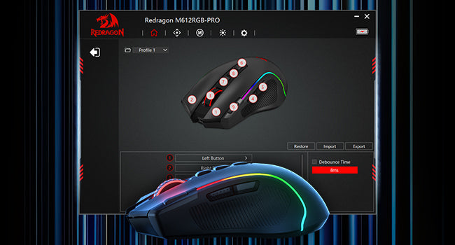 Redragon M612 PRO Wireless Gaming Mouse - 8000 DPI RGB Gaming Mouse with 11 Programmable Buttons for UK Gamers
