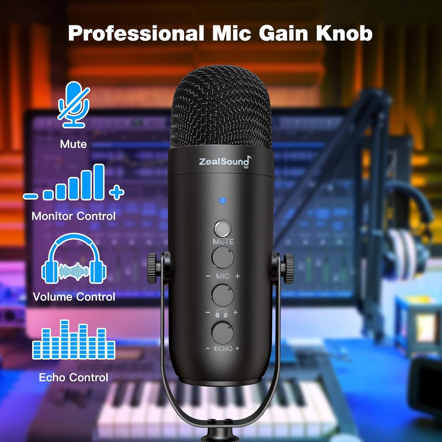 ZealSound K66 USB Microphone Set with Boom Arm - Professional Podcast Gaming Streaming Mic for UK Content Creators