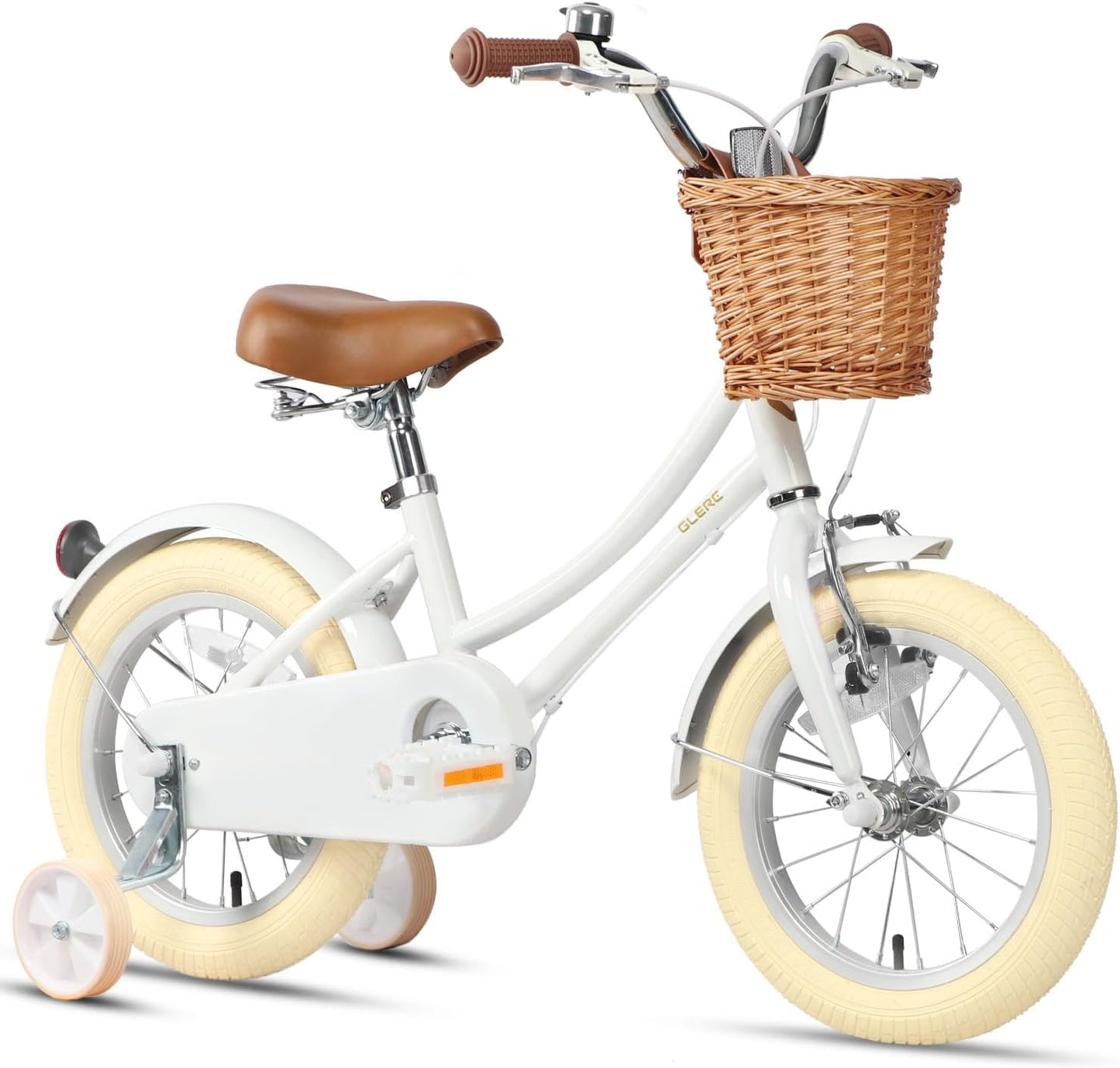 GLERC Little Molly Kids Retro Girls Bike with Basket, Stabilisers and Kickstand