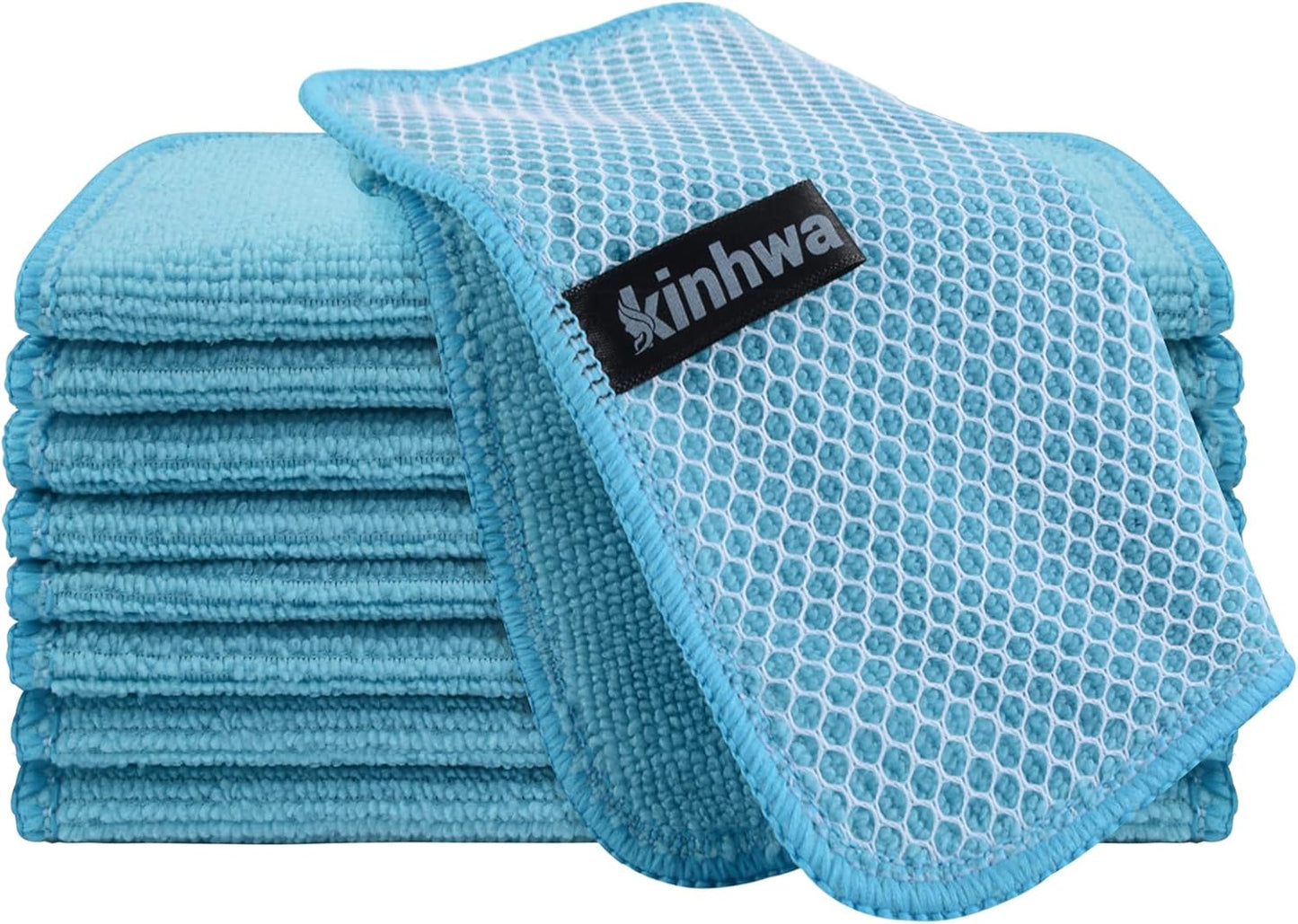 Microfibre Dish Cloths 6-Pack | Super Absorbent Quick-Dry Kitchen Cleaning Cloths with Scrubbing Side — 30 x 30 cm