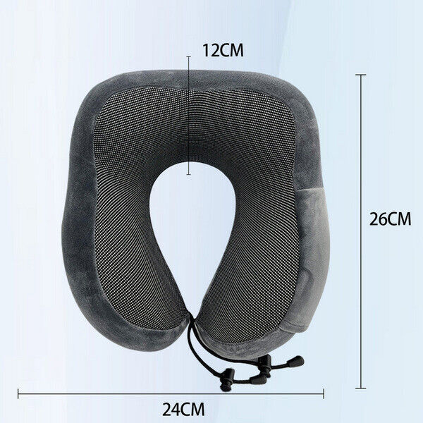 Memory Foam U-Shaped Travel Pillow – Neck Support Soft Headrest for Car Plane & Office – Includes Eye Mask Earplugs &