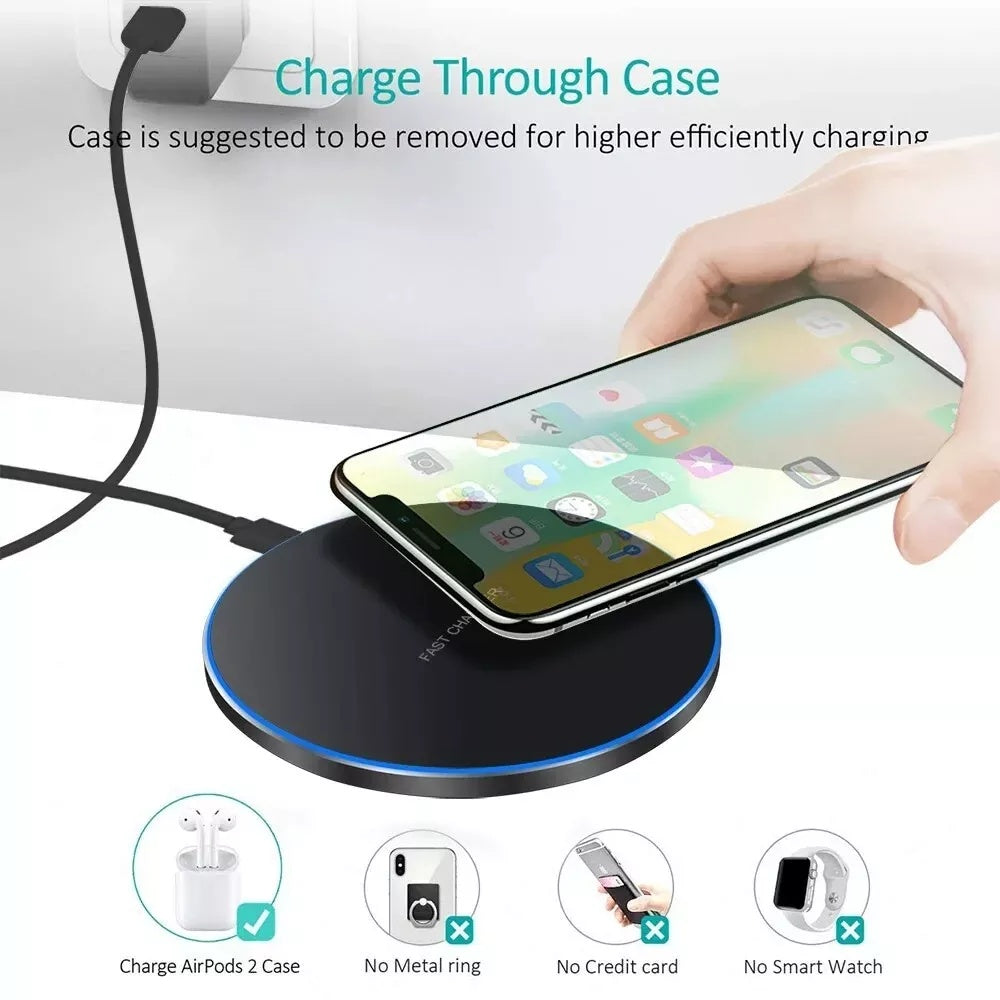 100W Mobile Wireless Charger | Ultra-Slim Fast Charging Pad | Qi Compatible