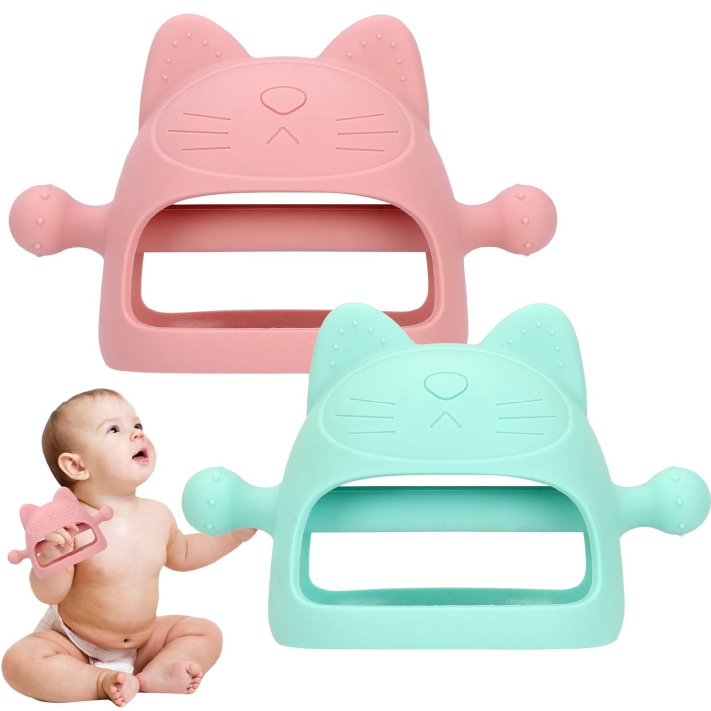 Silicone Baby Teether – Cat‑Shaped Teething Toy with Textured Surface | BPA‑Free Baby Chewer | UK