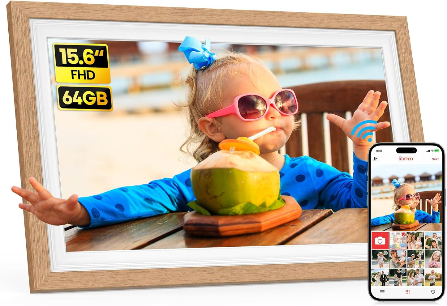 Frameo 15 Inch WiFi Digital Photo Frame – 32GB HD IPS Touchscreen with App Sharing