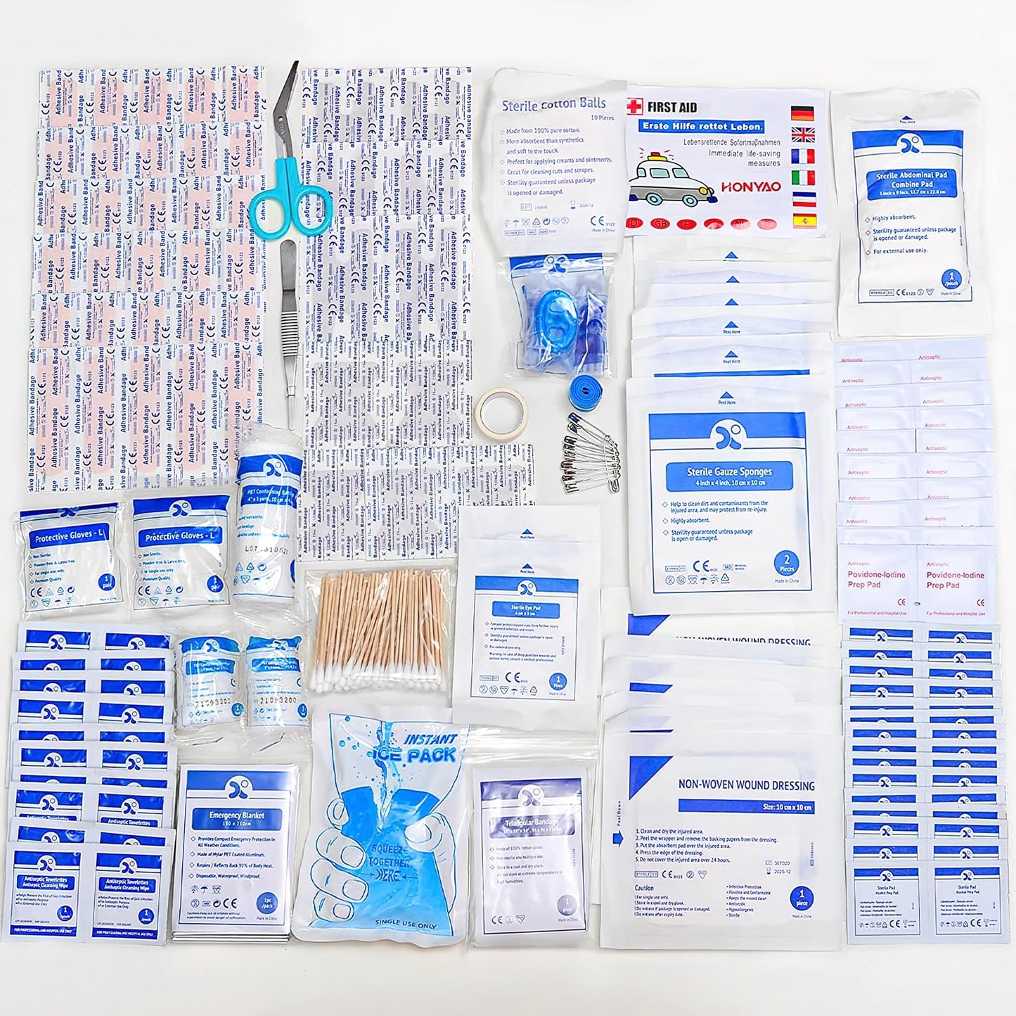 HONYAO® First Aid Kit 220 Pcs – Emergency Medical Kit with Waterproof Nylon Case – Home Car Office School & Outdoor