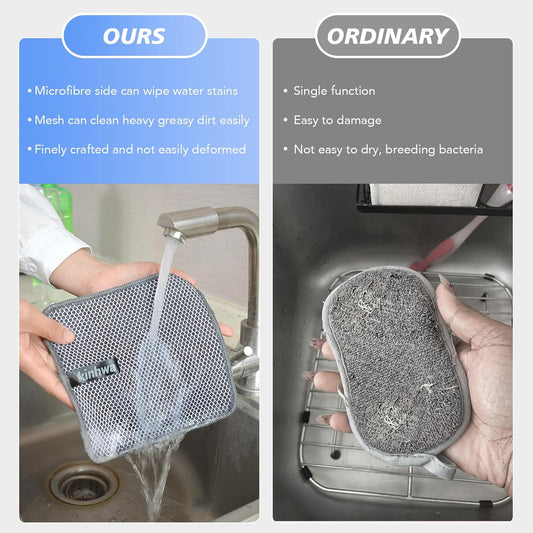 Microfibre Dish Cloths 6-Pack | Super Absorbent Quick-Dry Kitchen Cleaning Cloths with Scrubbing Side — 30 x 30 cm
