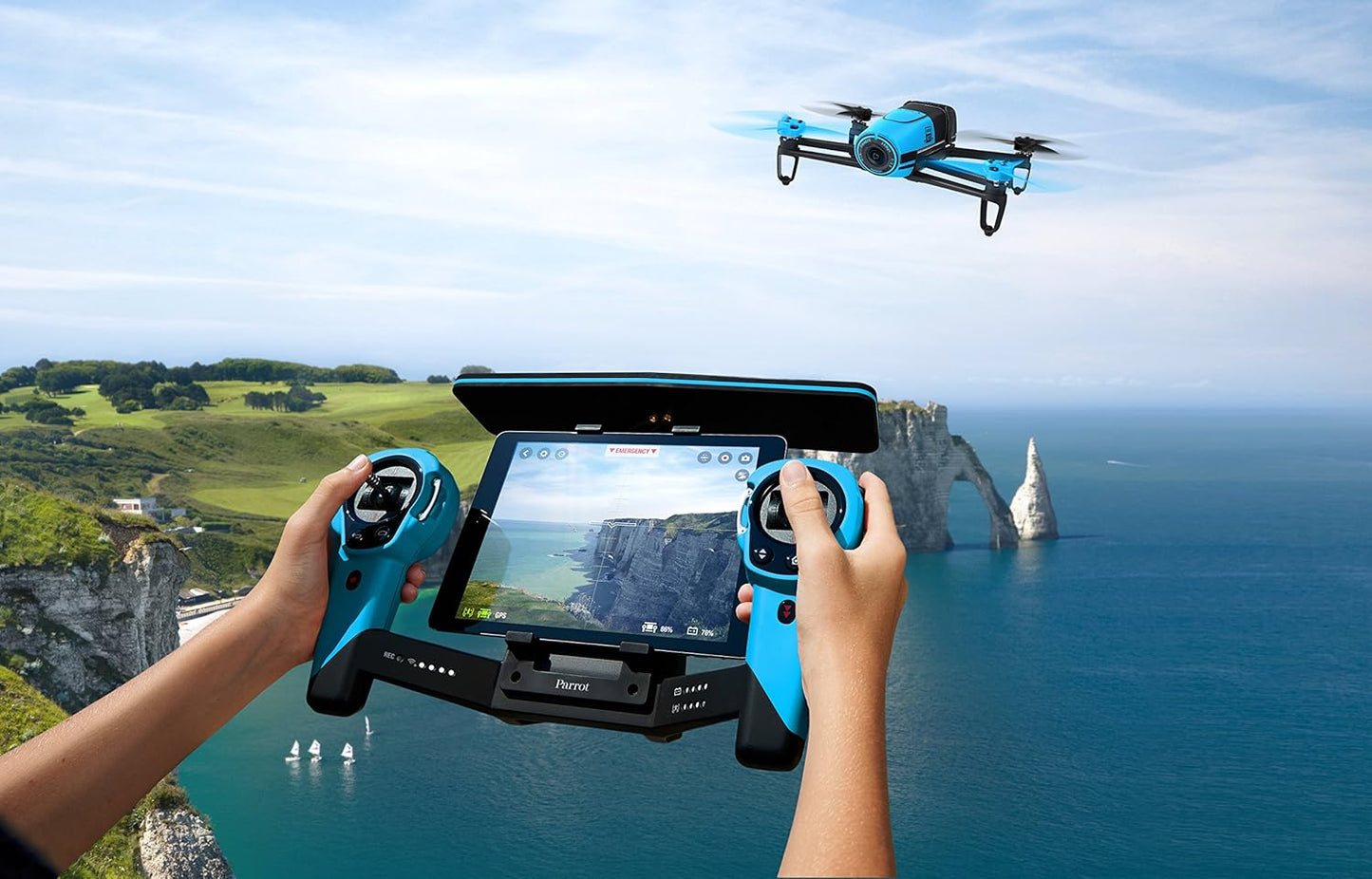 Parrot Skycontroller – Blue | Extended Range Controller for Bebop Drone with Dual Joysticks & FPV Compatibility