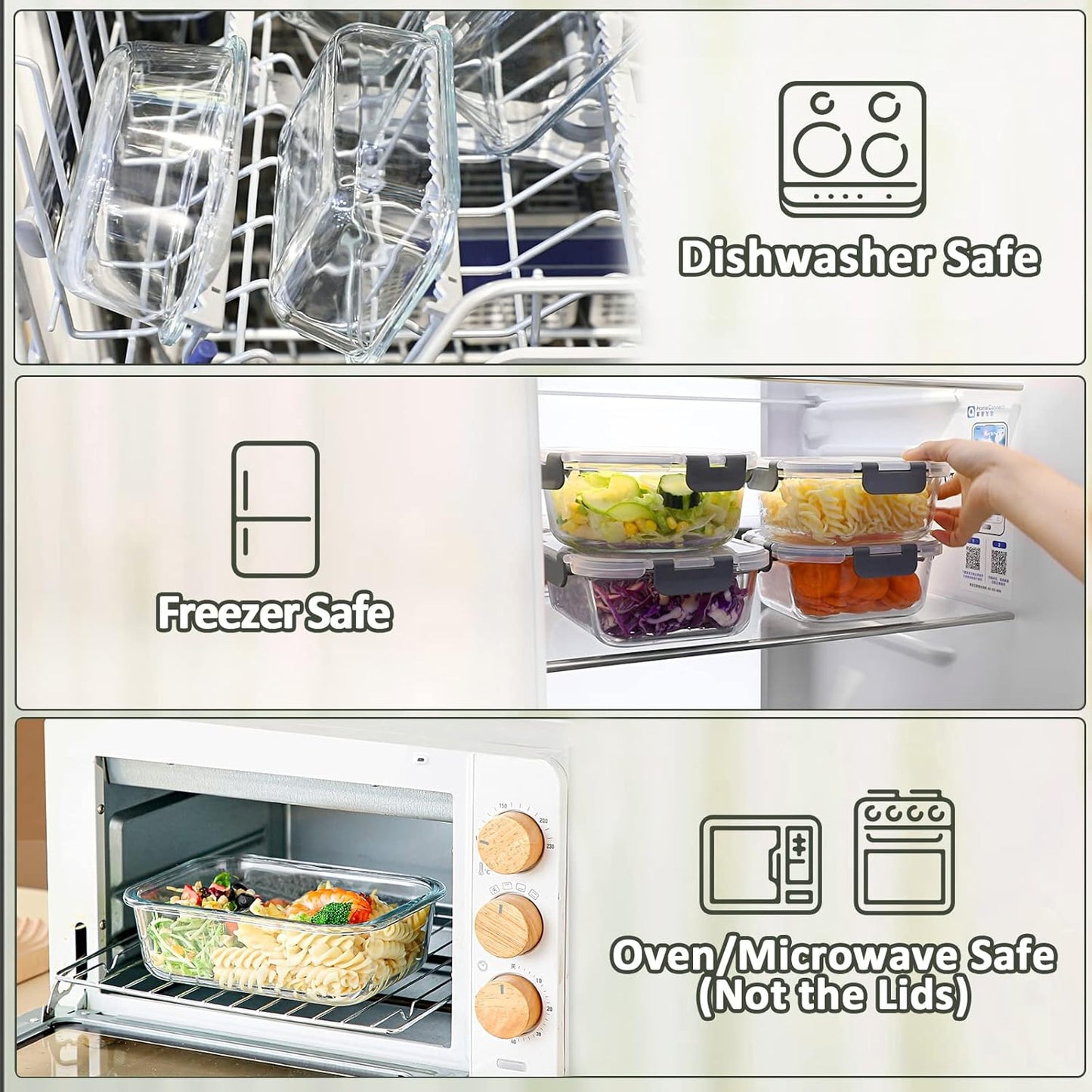Glass meal containers for batch cooking and clean eating – dishwasher safe and long-lasting