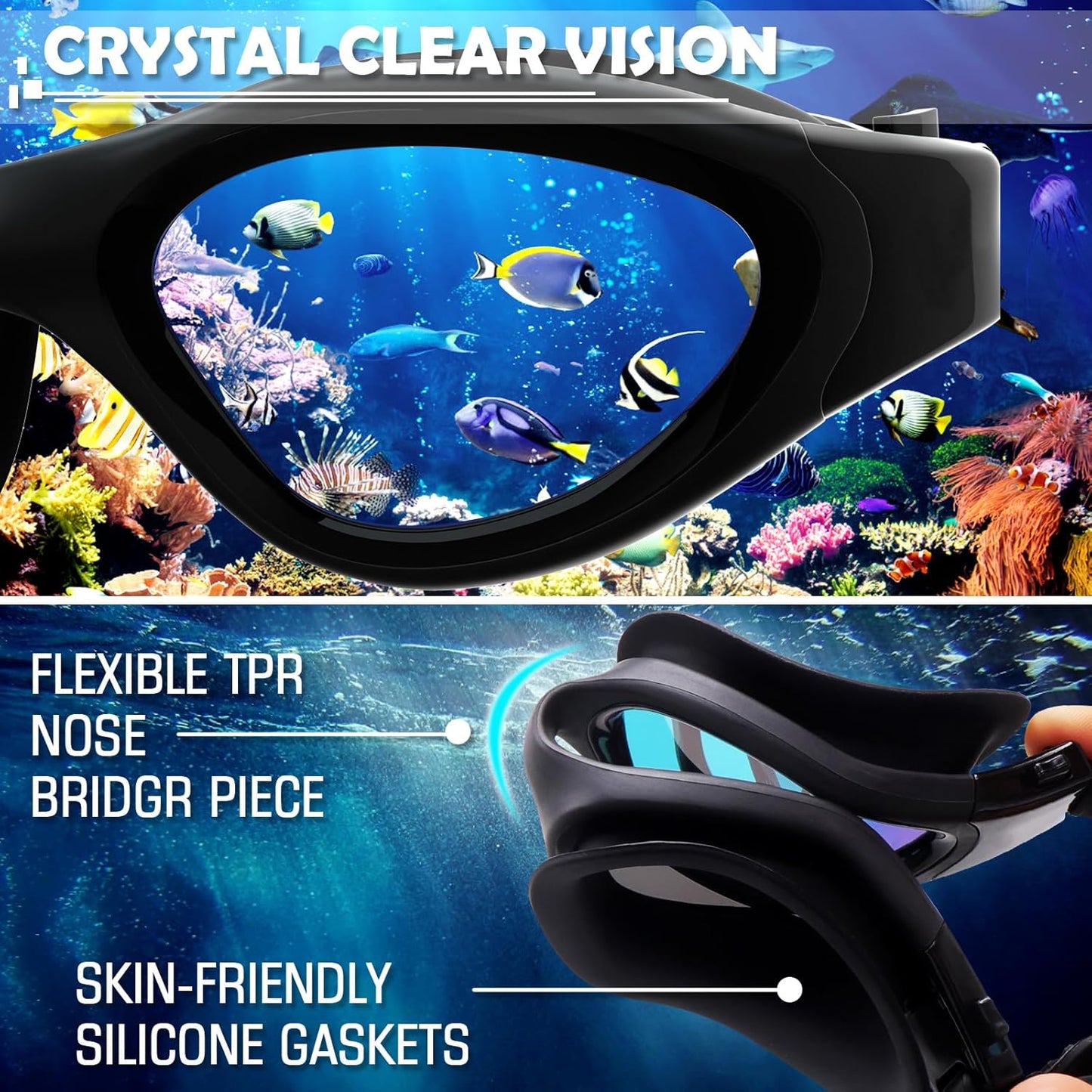 Winline Adult Swimming Goggles – Polarized Open Water Goggles, Anti-Fog UV Protection, No Leakage, Clear Vision, Easy Adjustable for Men, Women, and Teenagers