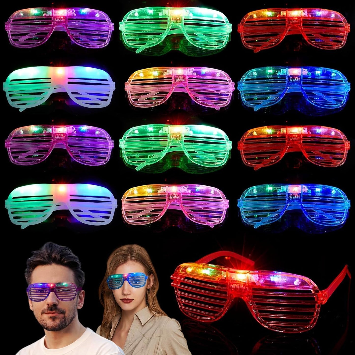 12PCS Light-Up Party Glasses – Colourful Novelty Glasses for Kids & Teens