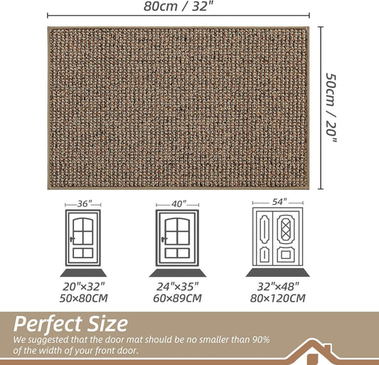 Beqhause Indoor Doormat 60×90cm – Washable Non‑Slip Low Profile Dirt Trapper Entrance Mat (Beige)